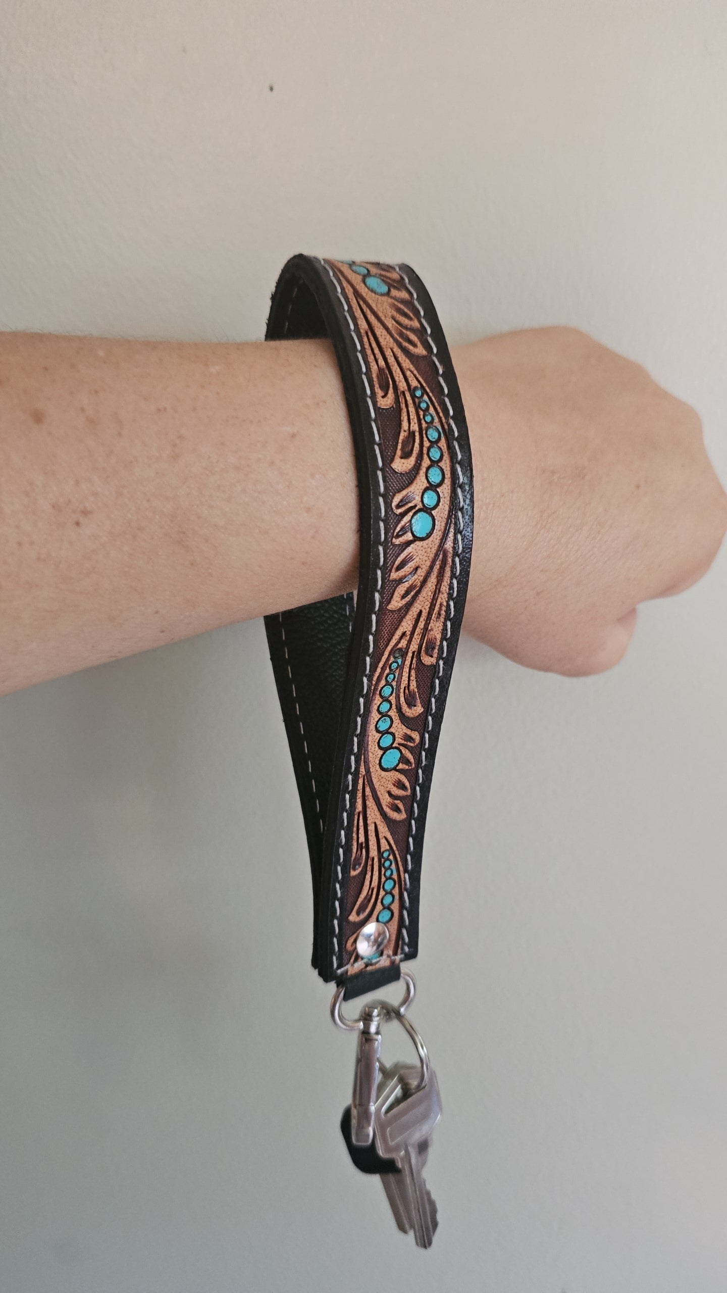 leather wristlet keychain