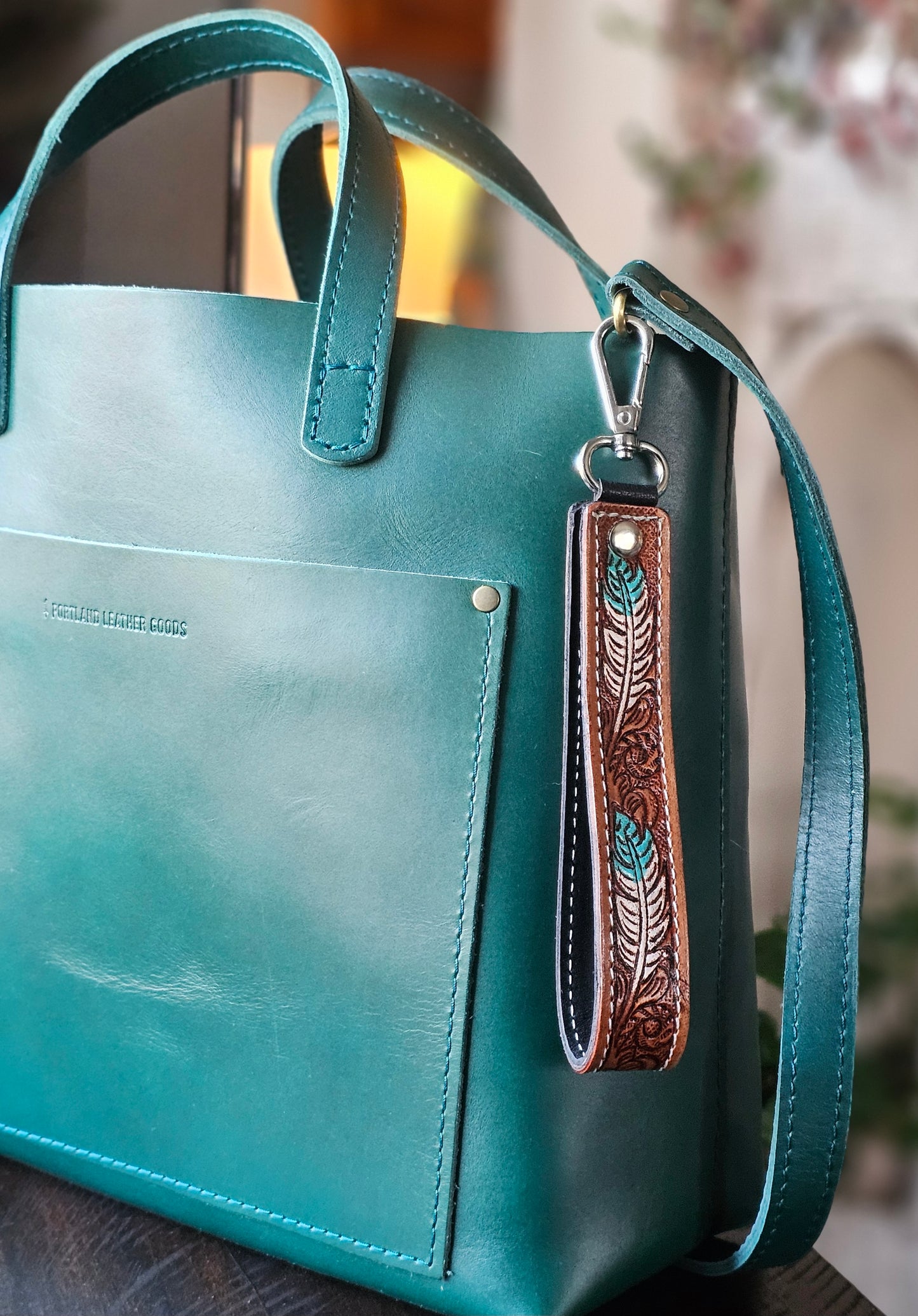 leather wristlet keychain