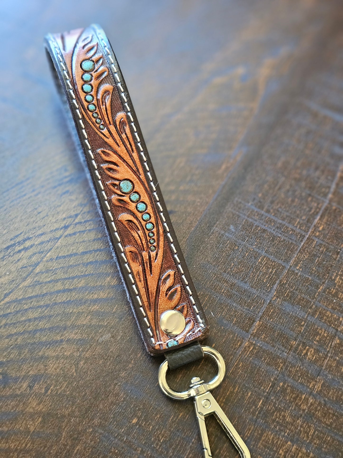 leather wristlet keychain